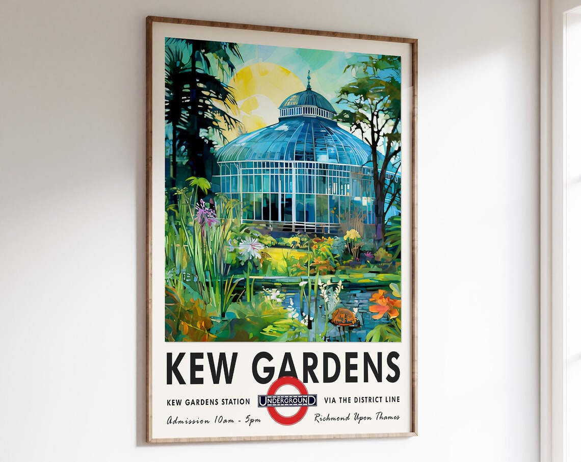 Kew Gardens Glasshouse Watercolor Palm House Richmond Travel Poster