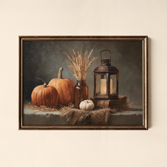 Thanksgiving Pumpkin Print Holiday Wall Art Kitchen Collected Prints Cpl717