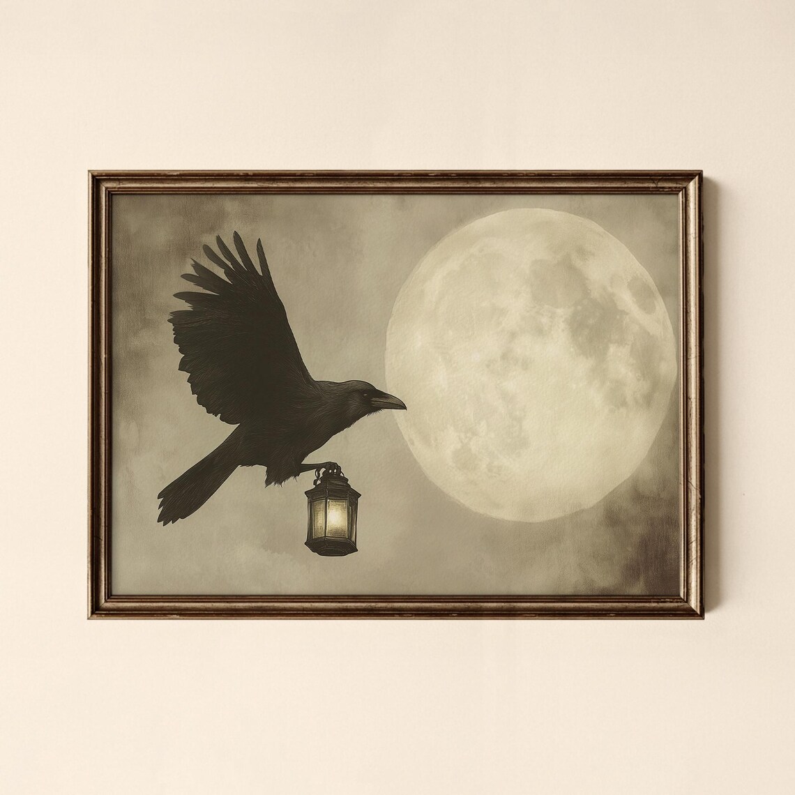 Halloween Crow And Lantern Print Holiday Wall Art Bathroom Collected Prints Cpl661