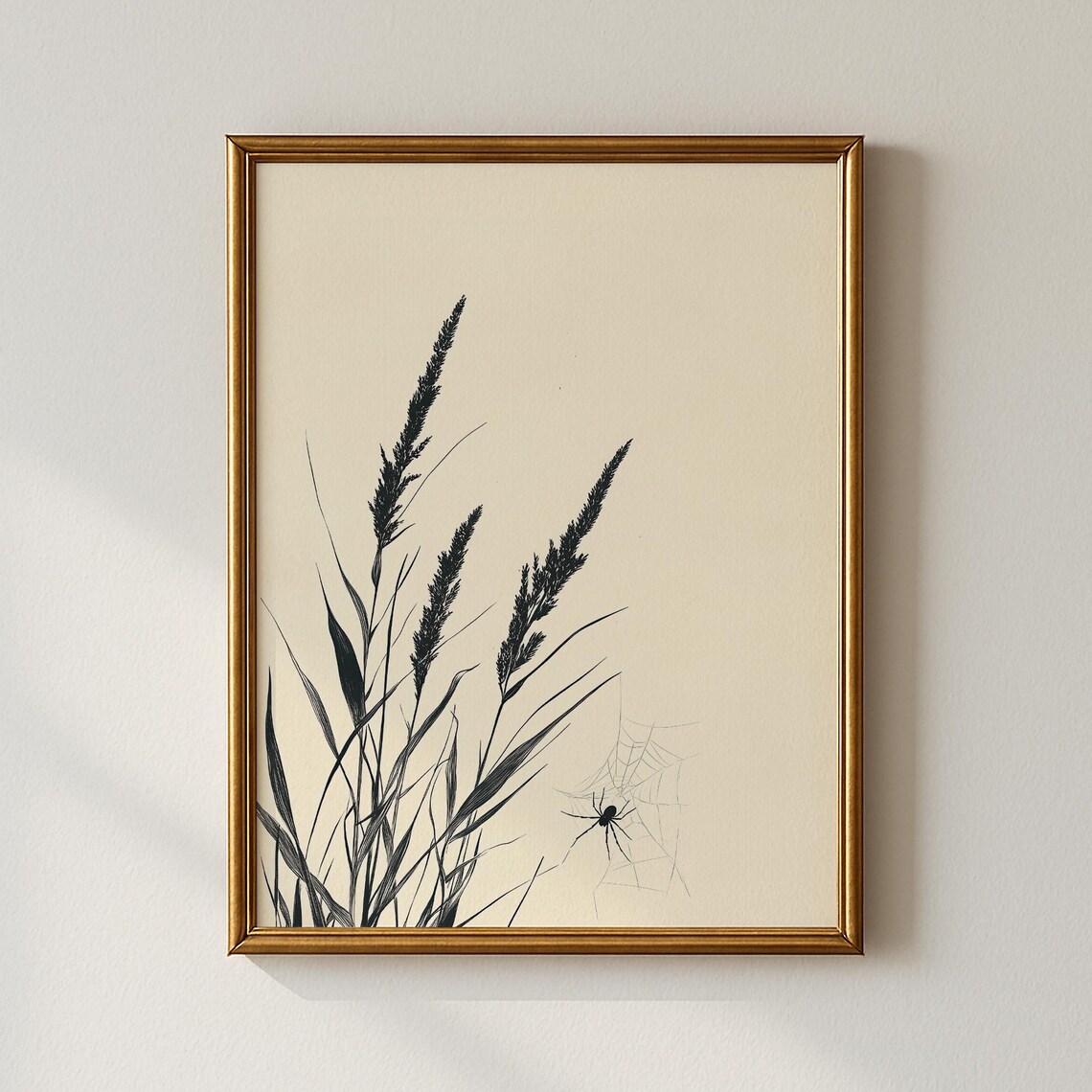 Spider and Web Minimalist Ink Drawing Poster for Nature Lovers
