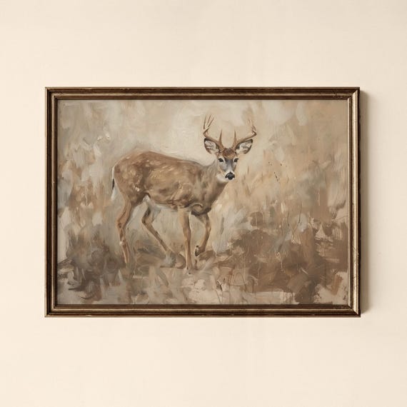 Vintage Living Room Decor Forest Deer Print Rustic Wall Art Collected Prints Cpl136