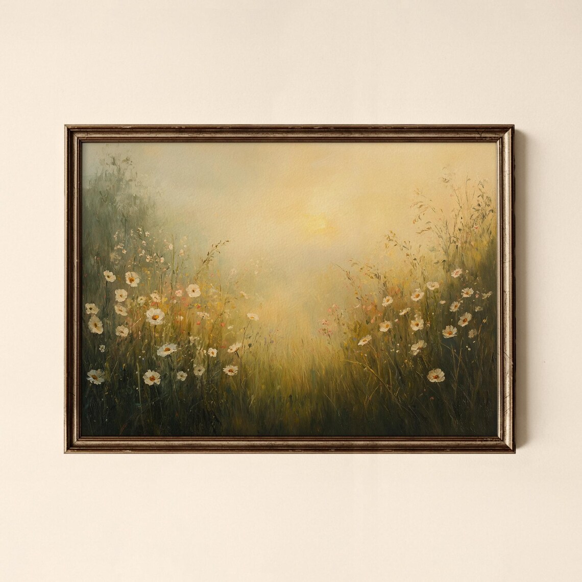 Vintage Wildflower Meadow Daisy Oil Painting Floral Art Poster