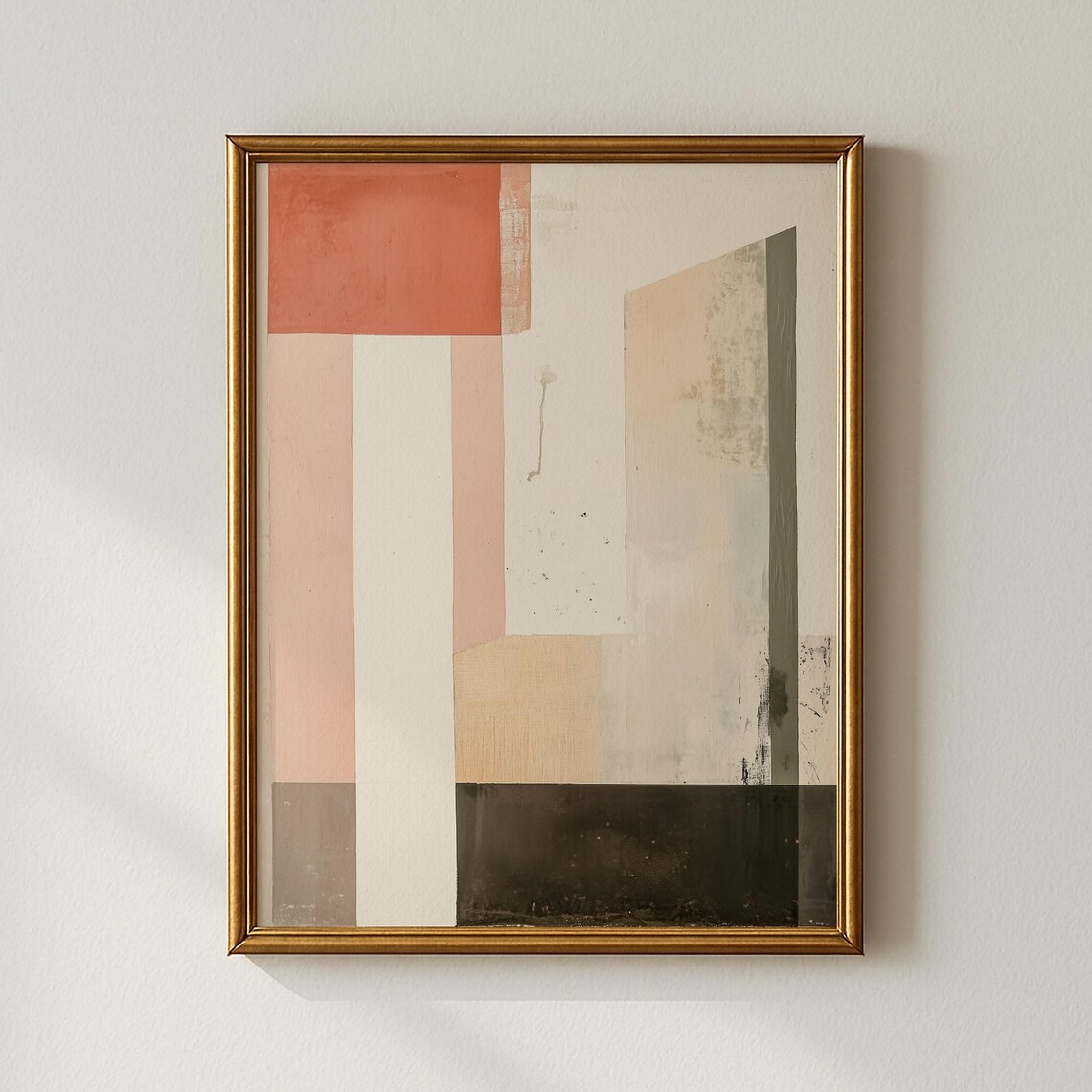 Abstract Terracotta Blocks Neutral Minimalist Modern Art Poster