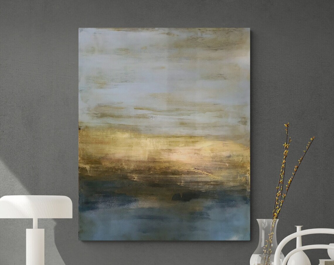 Blue Gold Abstract Art Print, Modern Abstract - Image 3