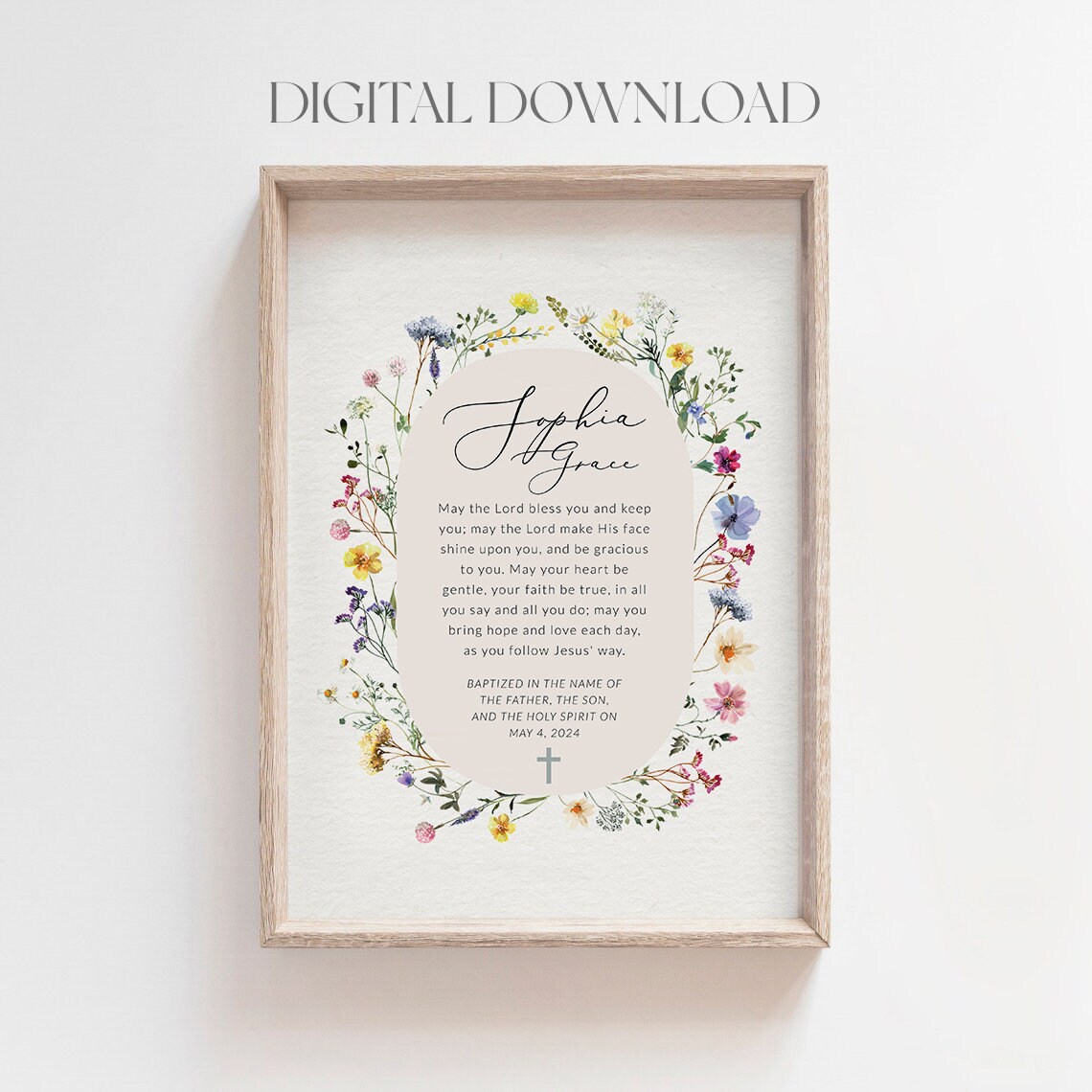 Personalised Wildflower Baptism Art Print - Image 3