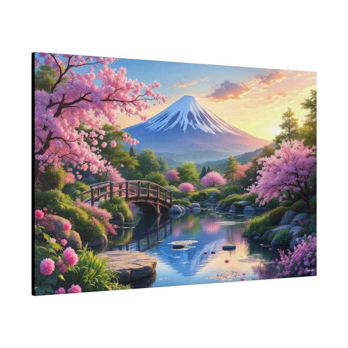 Pink Blossom Mountain Art Print - Image 2