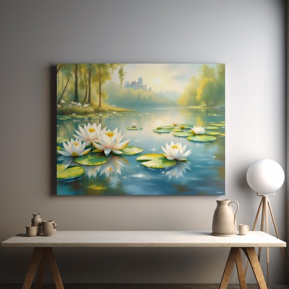 Lilies By The Shore Wall Art Matte Nature Decor Home Ideal For Housewarming Birthdays Or Holidays Scenic Art Print Home