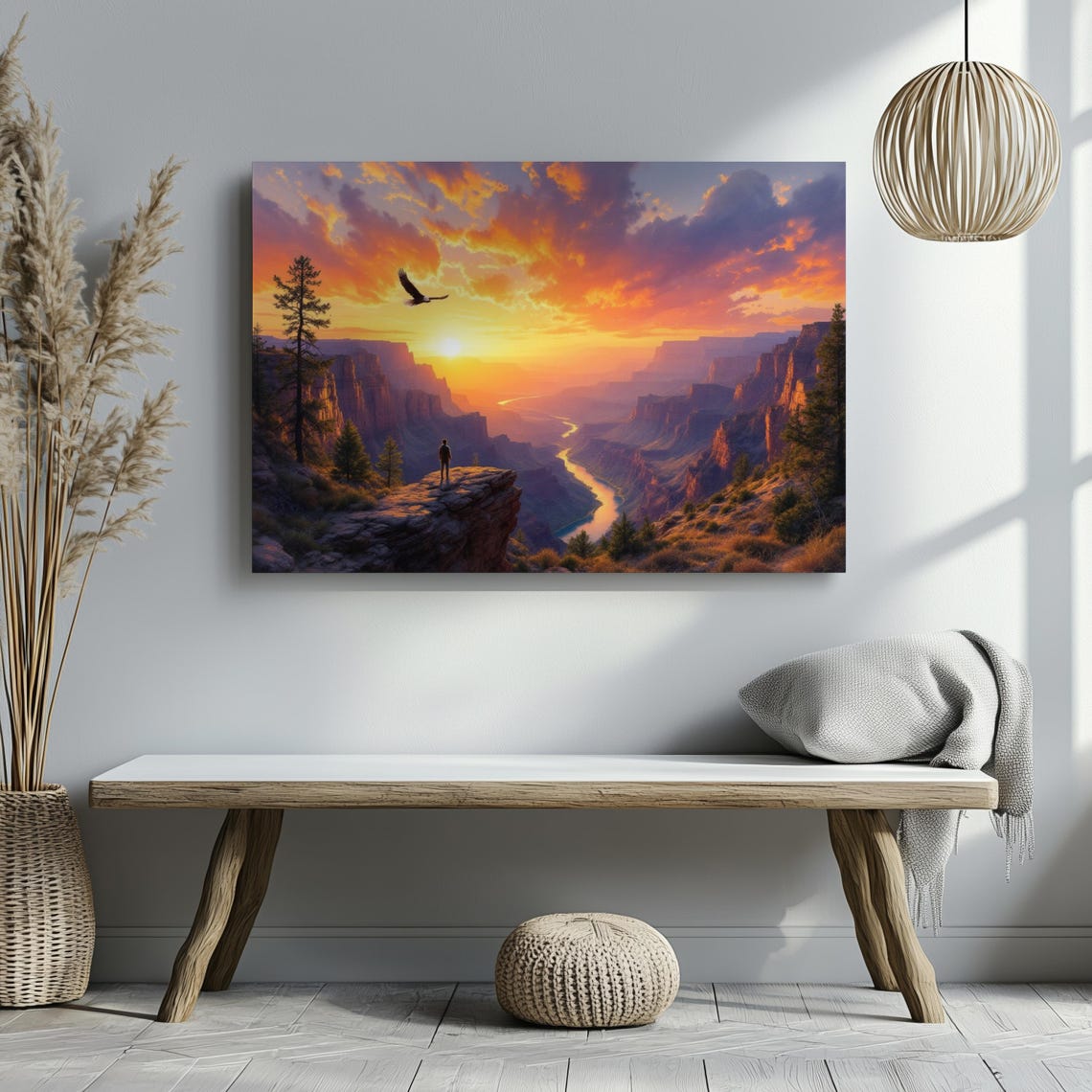 Bald Eagle Grand Canyon Sunset Cliff River View Travel Poster - Image 3