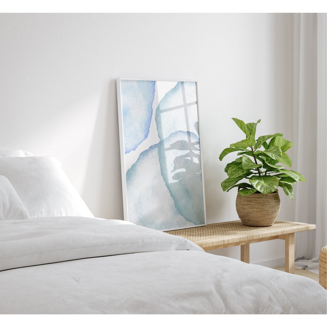 Pale Blue Abstract Watercolor Wash Pastel Modern Decor Poster - Image 2