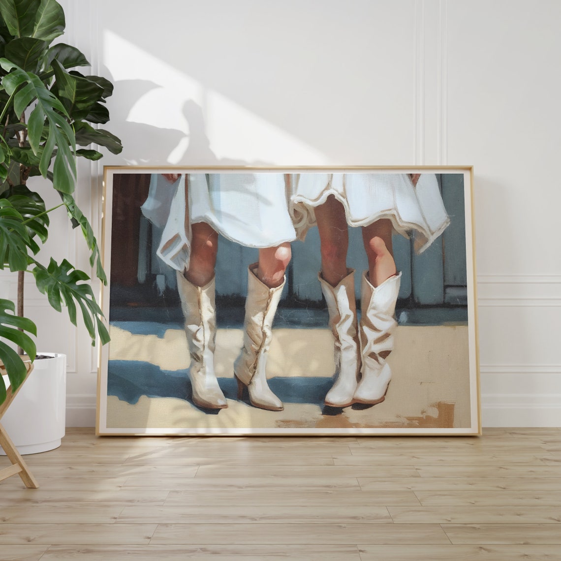 Girly Western Wall Art Retro Oil Painting Cowgirl Poster Preppy Western Art Cowboy Boots Print Retro Western Print Instant - Image 2