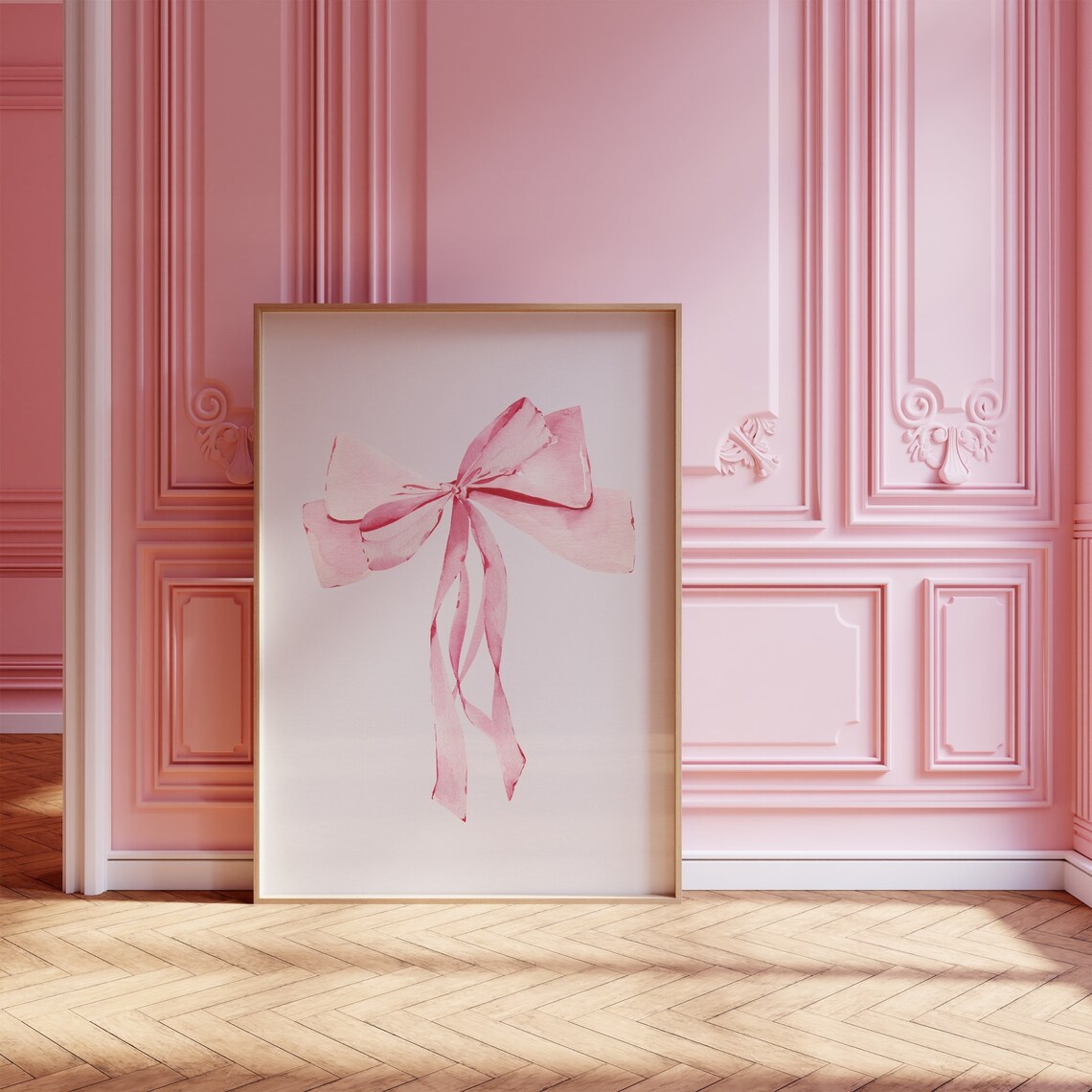 Coquette Wall Art Pink Bow Print Coastal Granddaughter Print Hair Bow Print College Girl Dorm Room Vintage Wall Art Instant