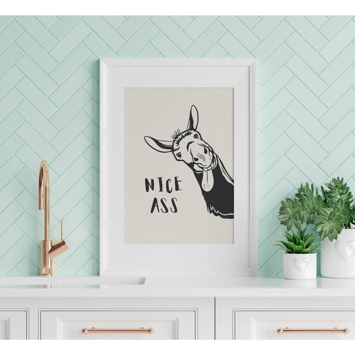 Cheeky Black Donkey Nice Ass Cream Background Bathroom Humor Poster