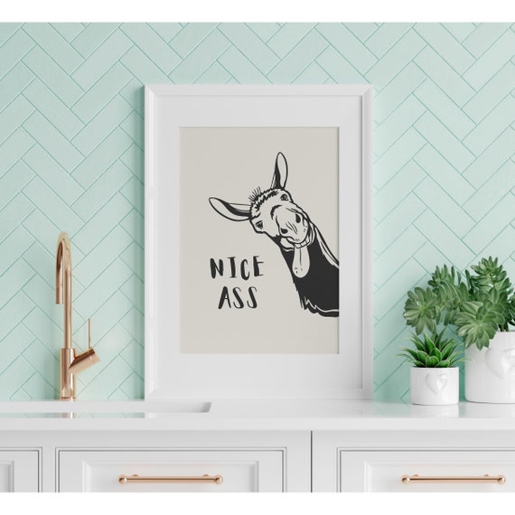 Nice Ass Poster Funny Donkey Wall Art Trendy Toilet Print Donkey Toilet Wall Art Trendy Nice Ass Print Bathroom Art Instant