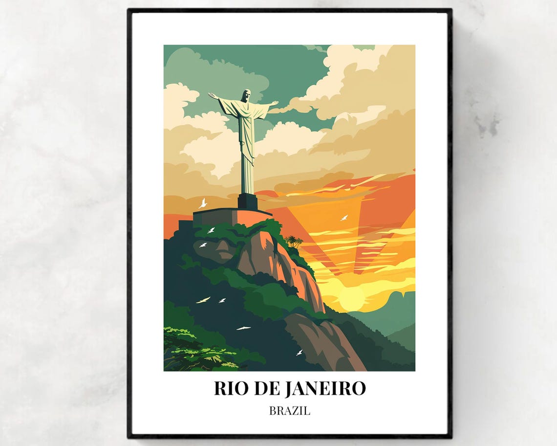 Rio de Janeiro Brazil Christ the Redeemer Above Clouds Travel Poster