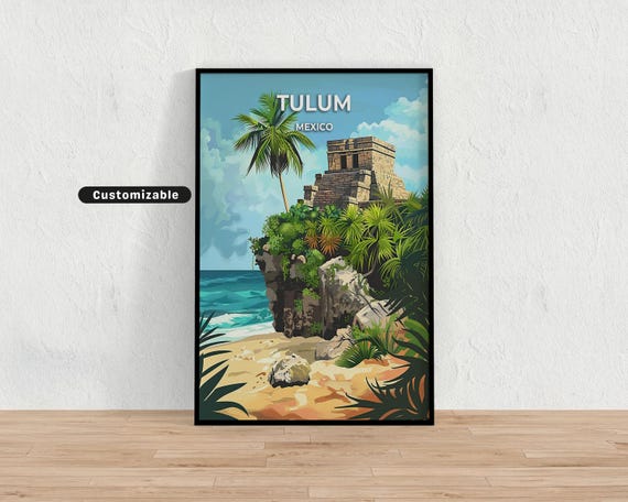 Tulum Mexico Travel Poster Custom Wall Art
