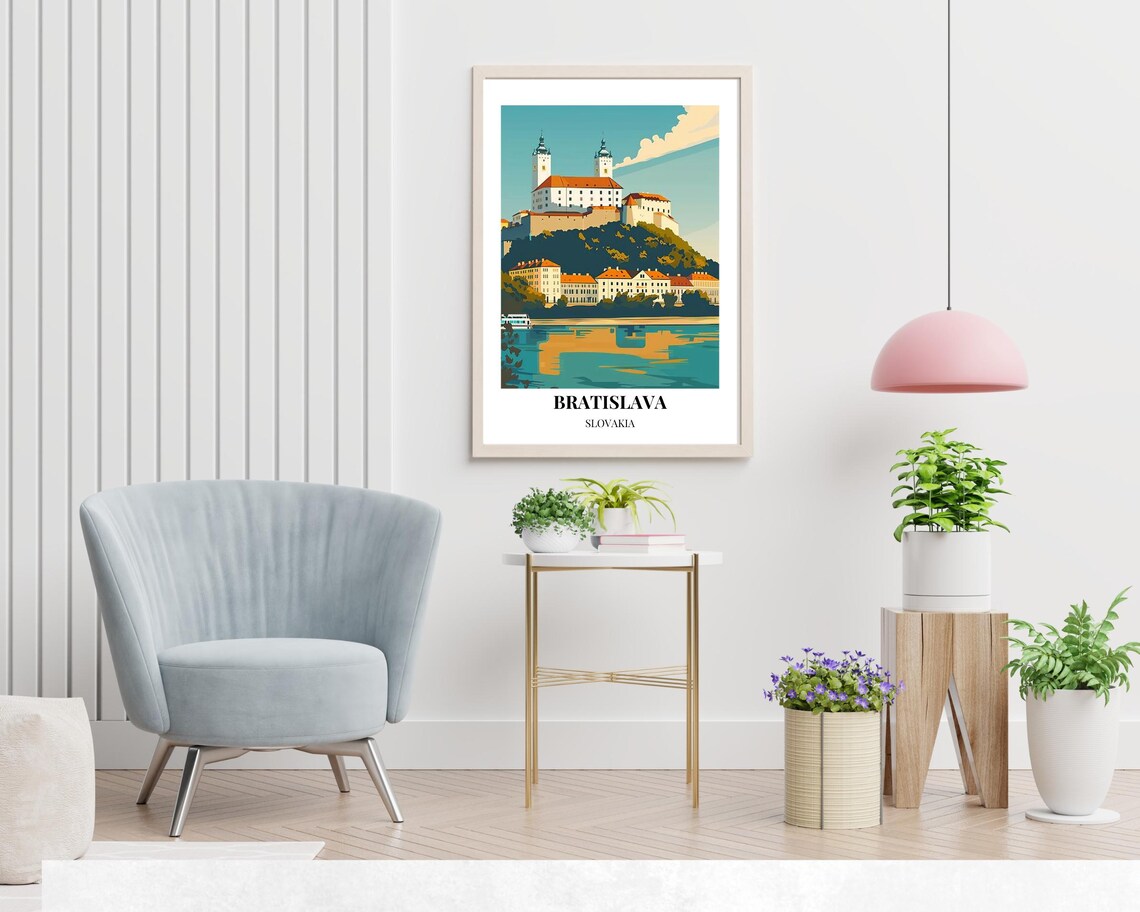 Bratislava Slovakia Grand Castle Over River Vintage Travel Poster - Image 2