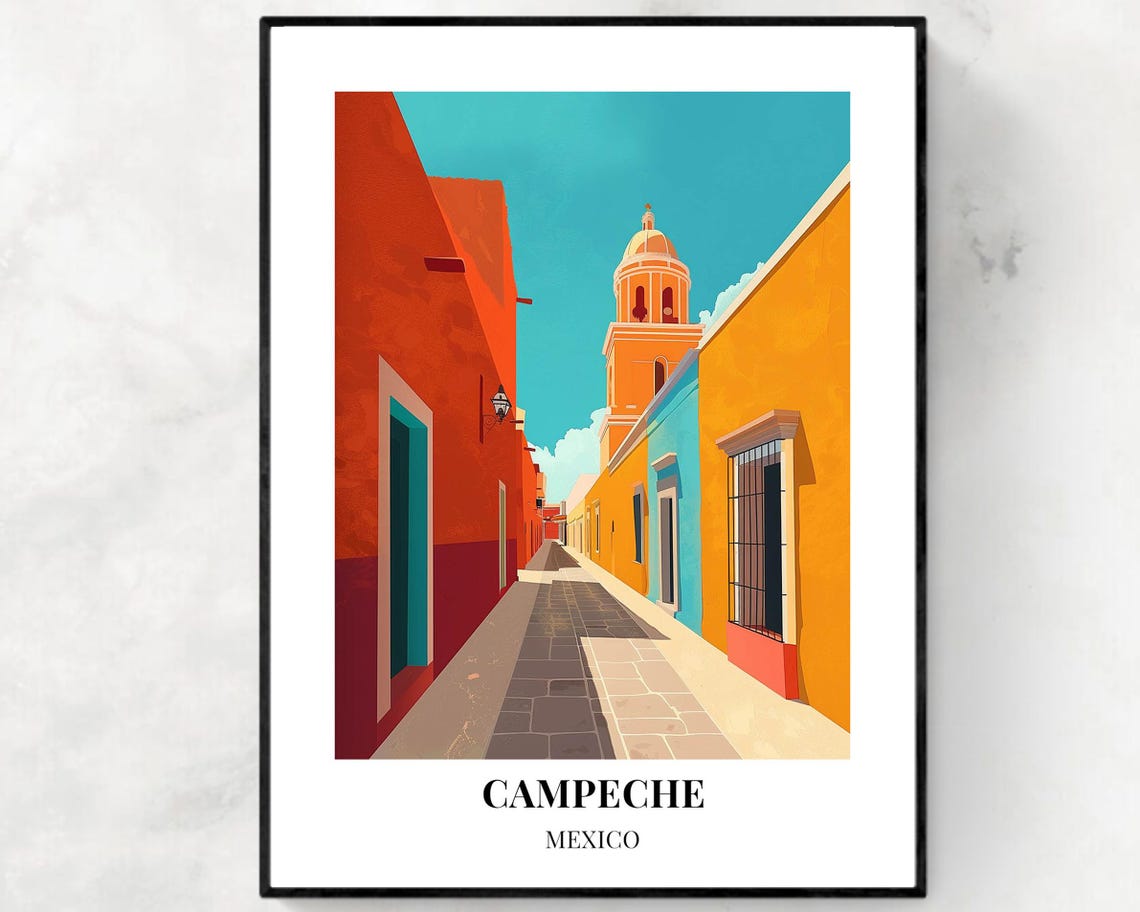 Campeche City Walls Travel Print Wall Art Campeche Mexico City Print Campeche City Walls Travel Gift Campeche City Walls Poster