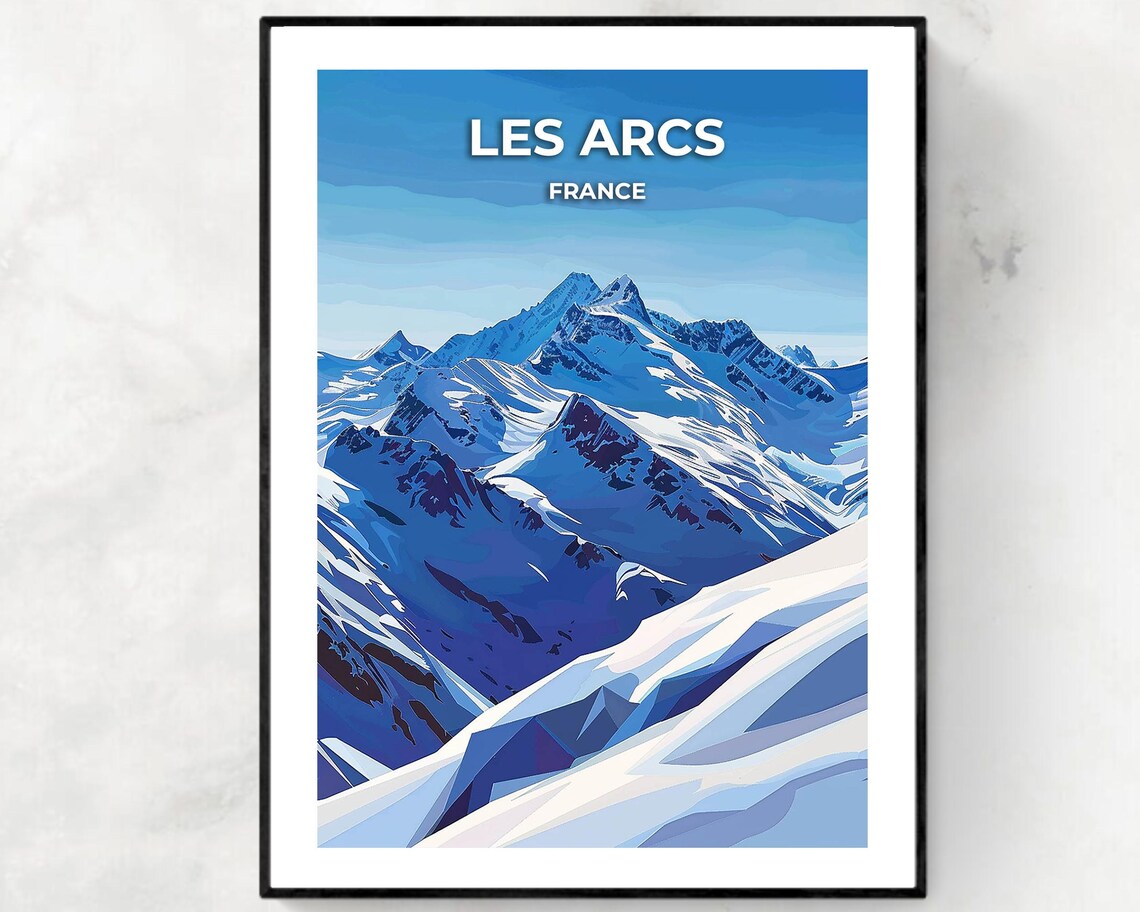 Les Arcs France Snowy French Alpine Peaks Ski Resort Travel Poster