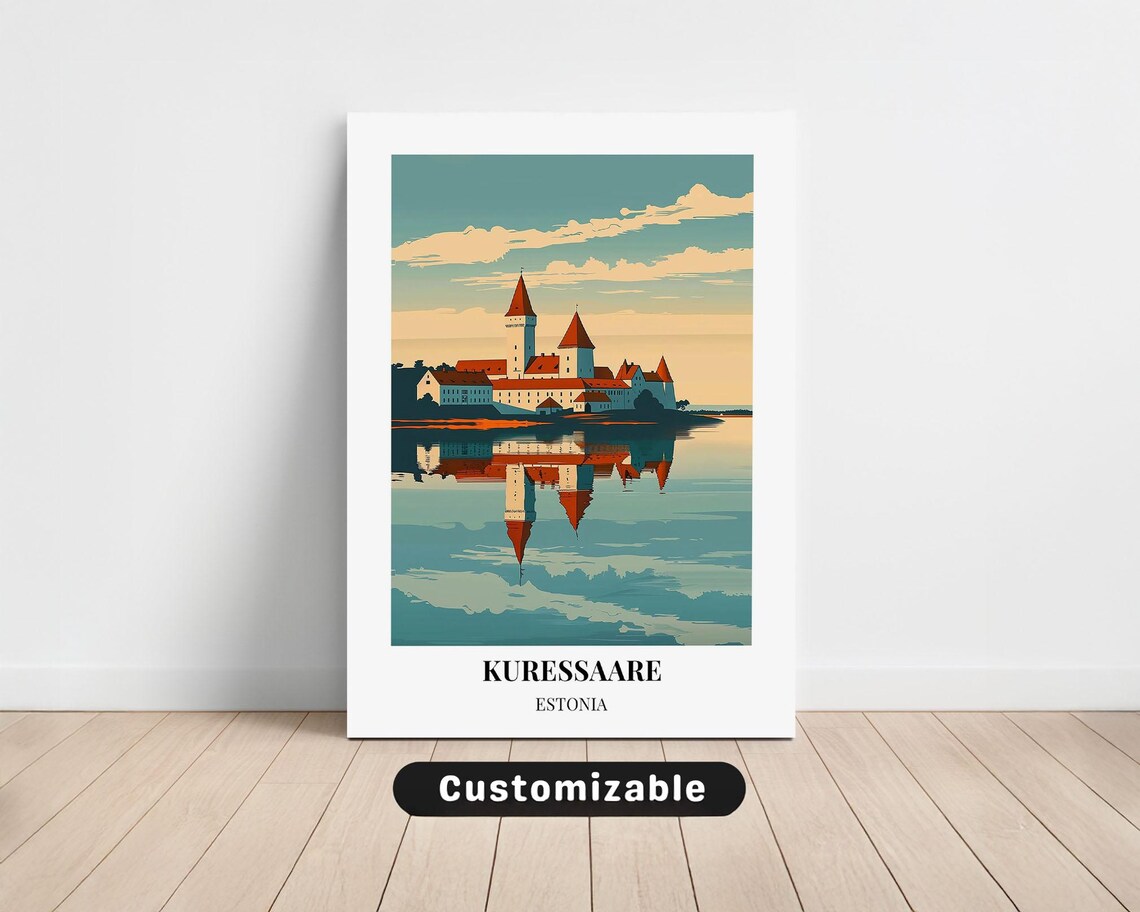 Kuressaare Estonia Castle Travel Poster Water Reflection Art