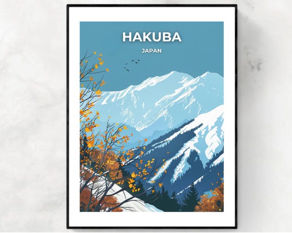 Hakuba Travel Print Japan Ski Resort Poster Ski Art Hakuba Ski Wall Art Alpine Decor