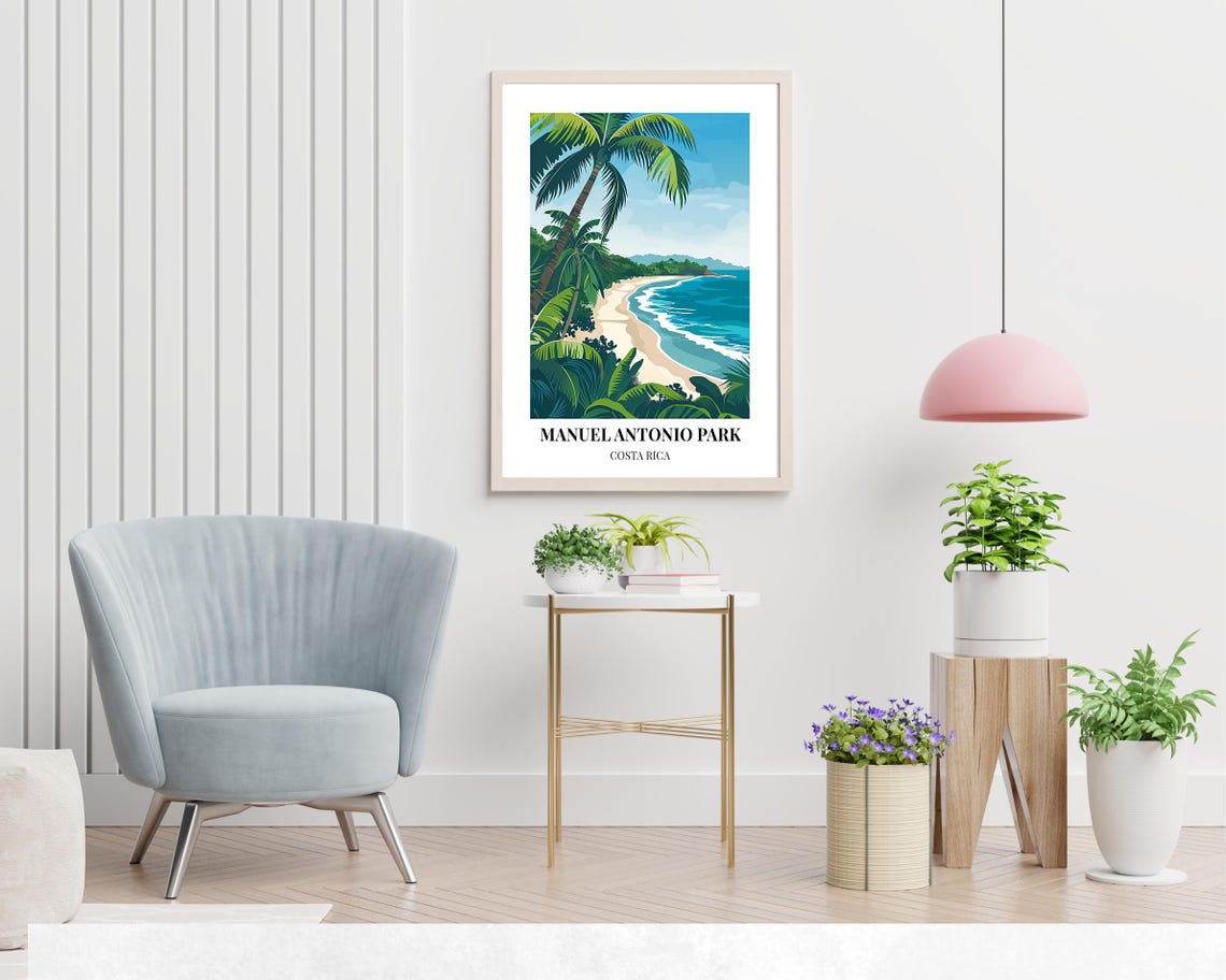 Manuel Antonio Park Costa Rica Palm Beach Curving Shoreline Poster - Image 2