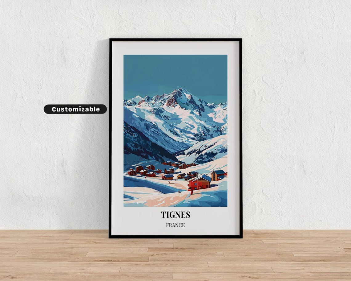 Tignes France Alpine Ski Resort Snowy Village Mountain Poster