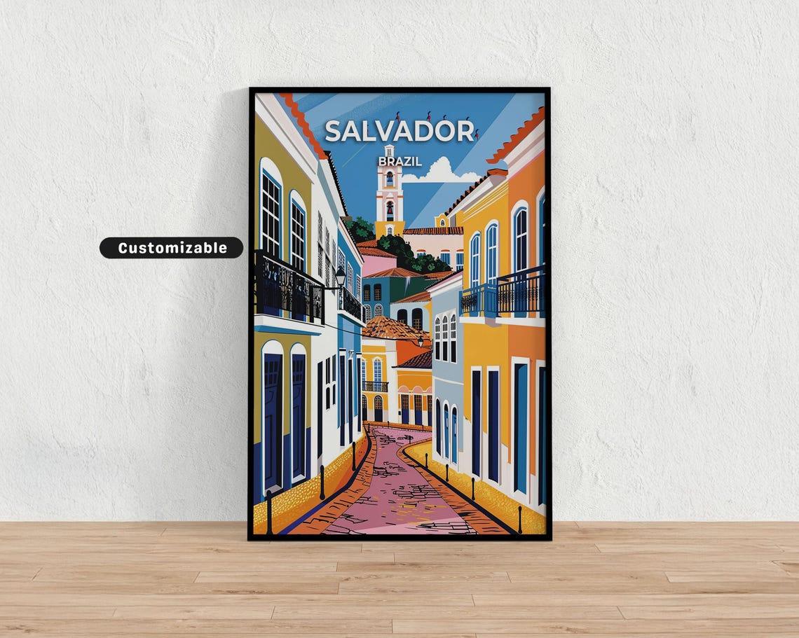 Salvador Brazil Travel Poster Custom Wall Art