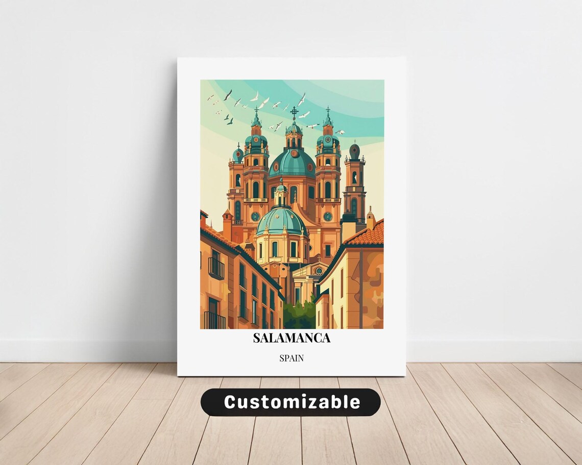 Salamanca Spain Travel Cathedral Blue Domes Old City View Art Print