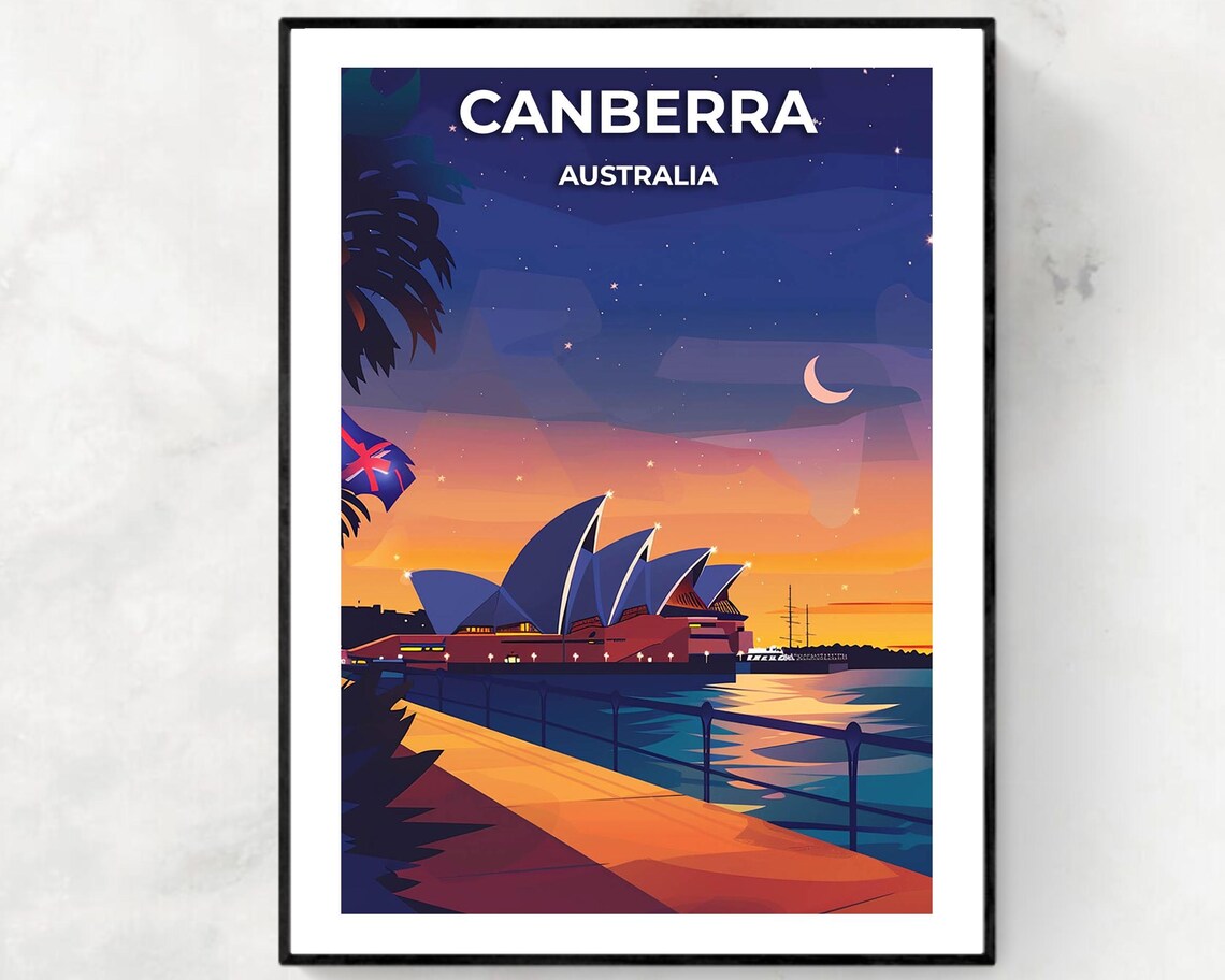 Sydney Opera House Sunset Harbor Night Sky Scenic Travel Poster
