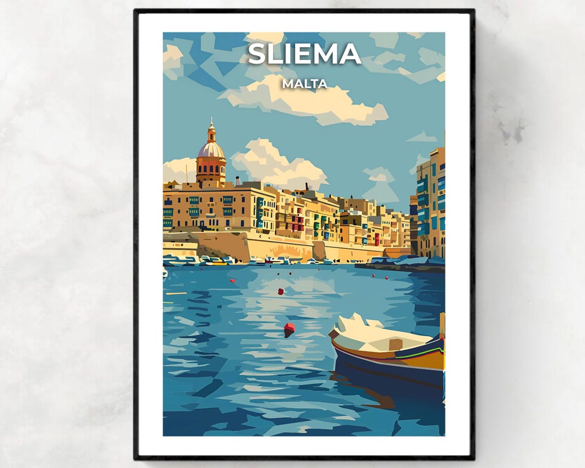 The Promenade Travel Print Wall Art Sliema Malta City Print The Promenade Travel Gift The Promenade Poster Wall Art