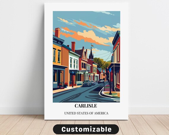 Carlisle USA Retro Travel Poster Charming Downtown Street View