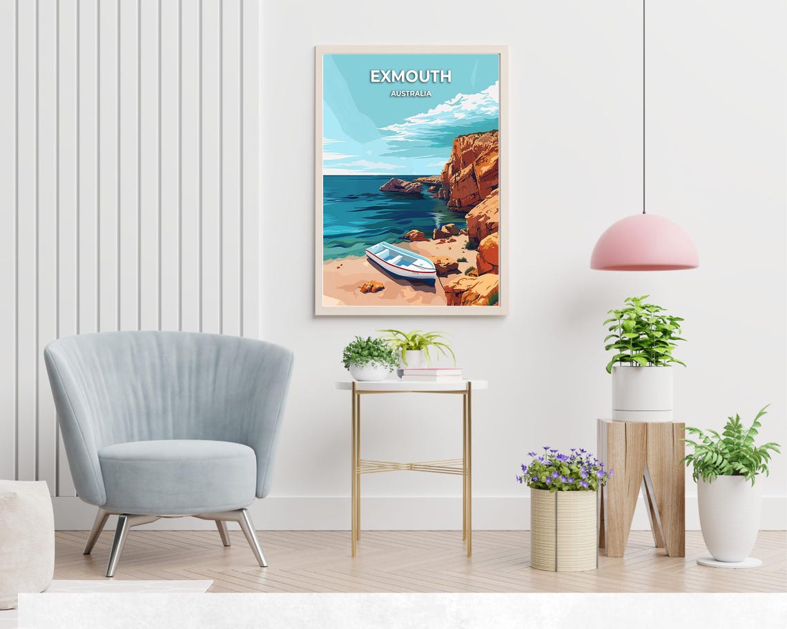 Exmouth Travel Print Wall Art Exmouth Australia City Print Exmouth Travel Gift Exmouth City Poster Travel Gift - Image 2