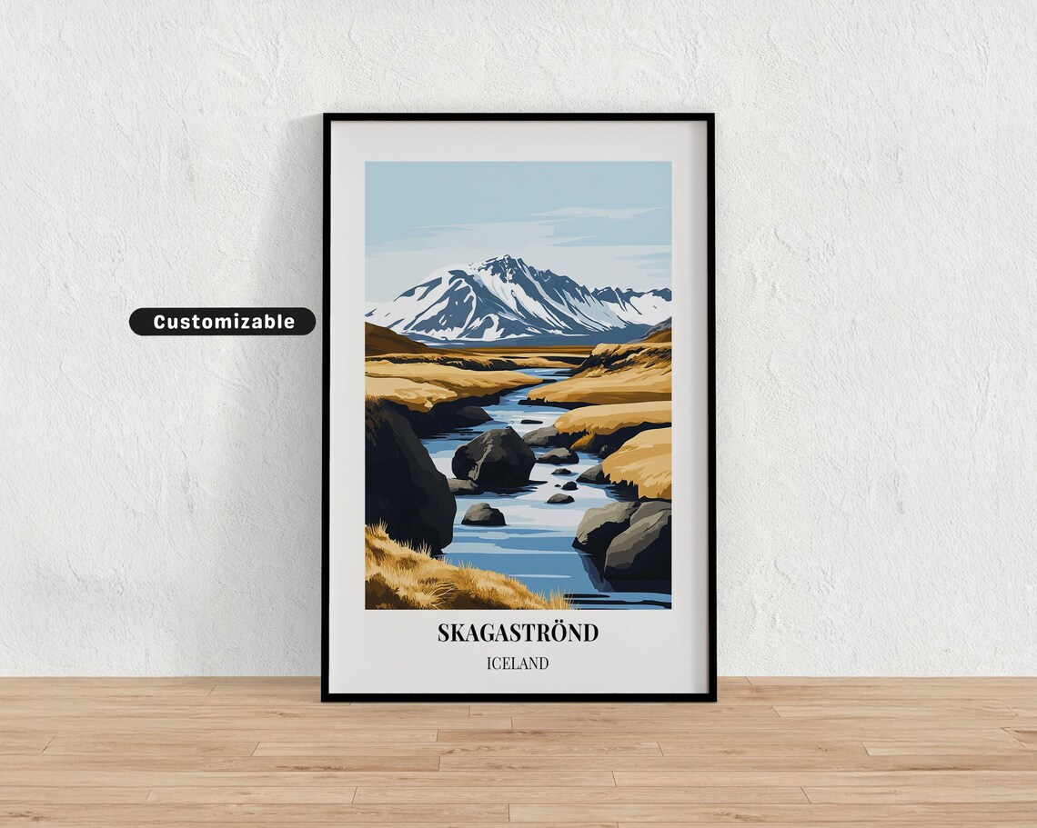 Skagastrond Iceland Mountain Stream Rocky Valley Minimalist Poster
