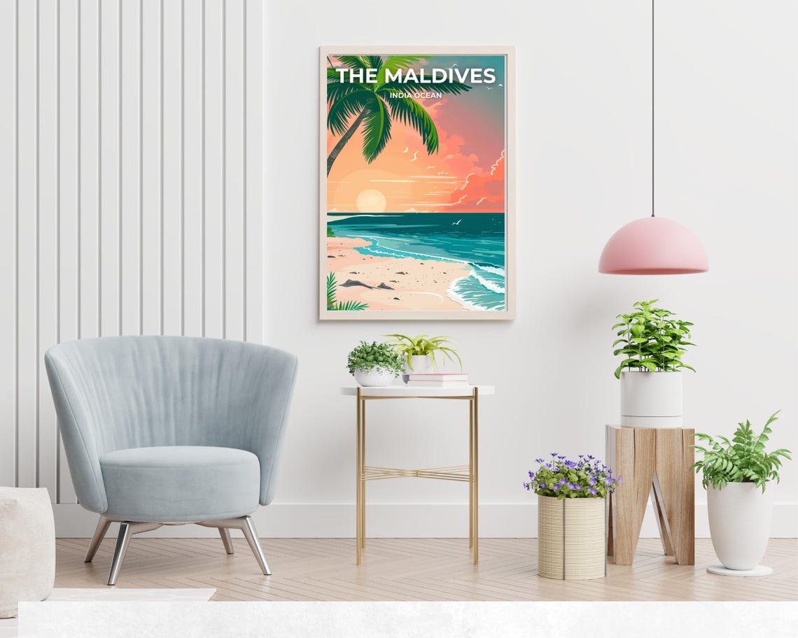 The Maldives Indian Ocean Travel Print Wall Art The Maldives Indian Ocean City Print The Maldives Indian Ocean Travel Gift Wall Art - Image 2