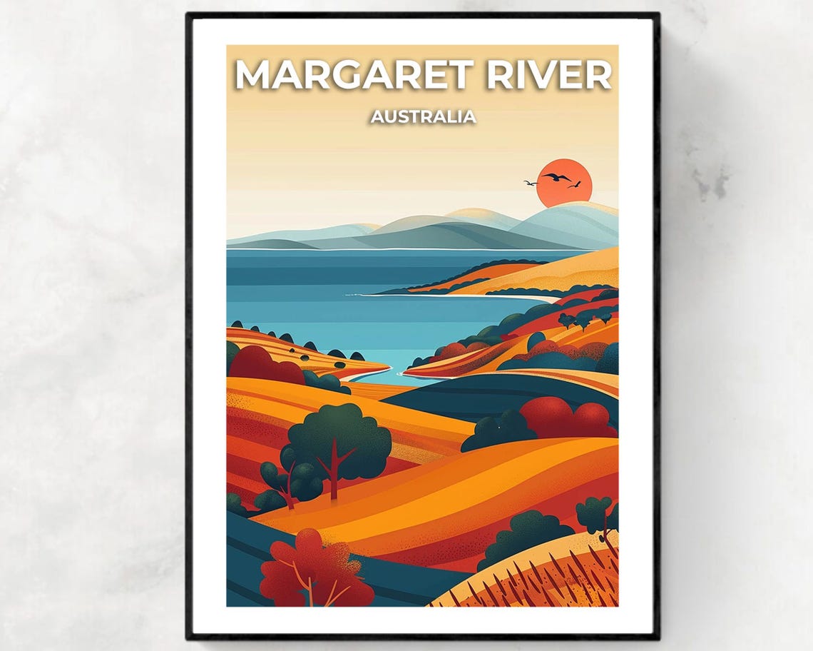 Margaret River Wine Region Travel Print Wall Art Margaret River Australia City Print Margaret River Wine Region Travel Gift Travel Gift
