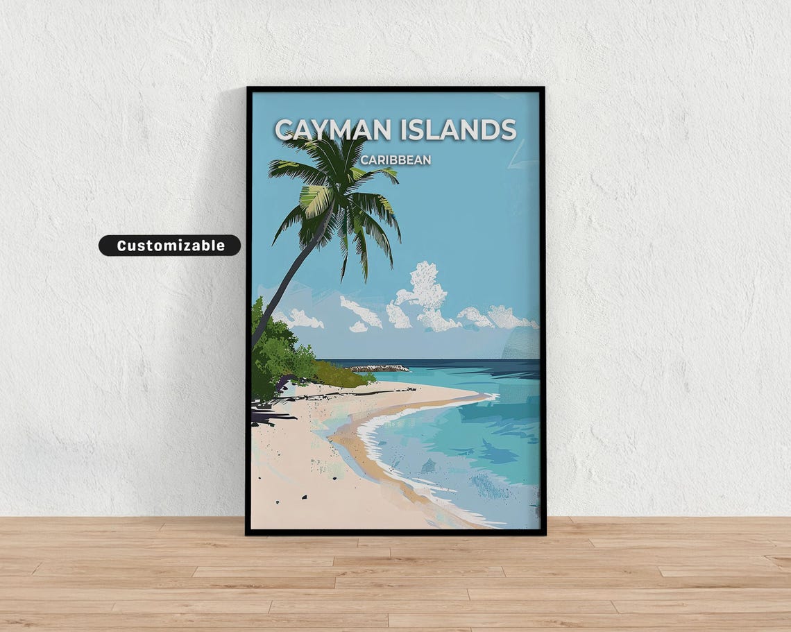 Cayman Islands Caribbean Travel Poster Custom Wall Art