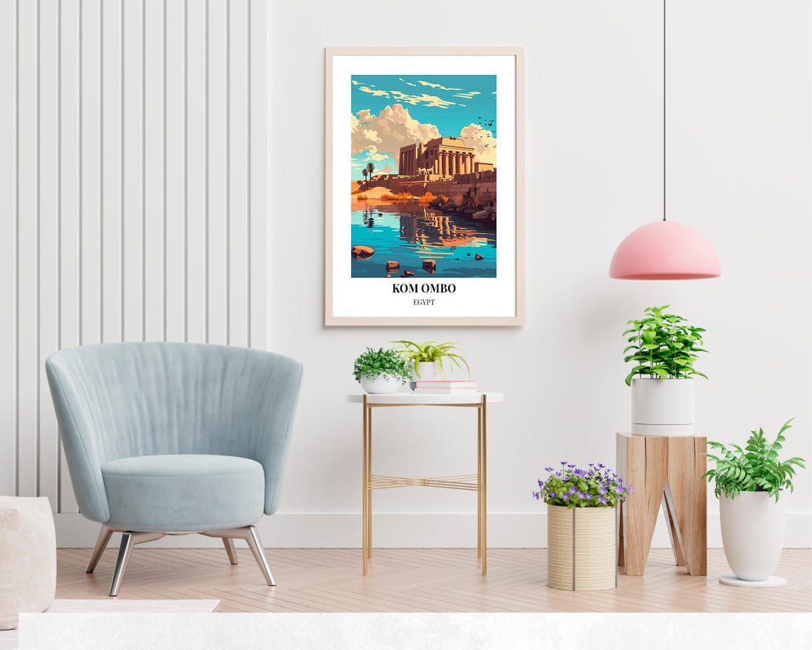 Kom Ombo Egypt Nile Temple River Vintage Travel Poster Scene - Image 2