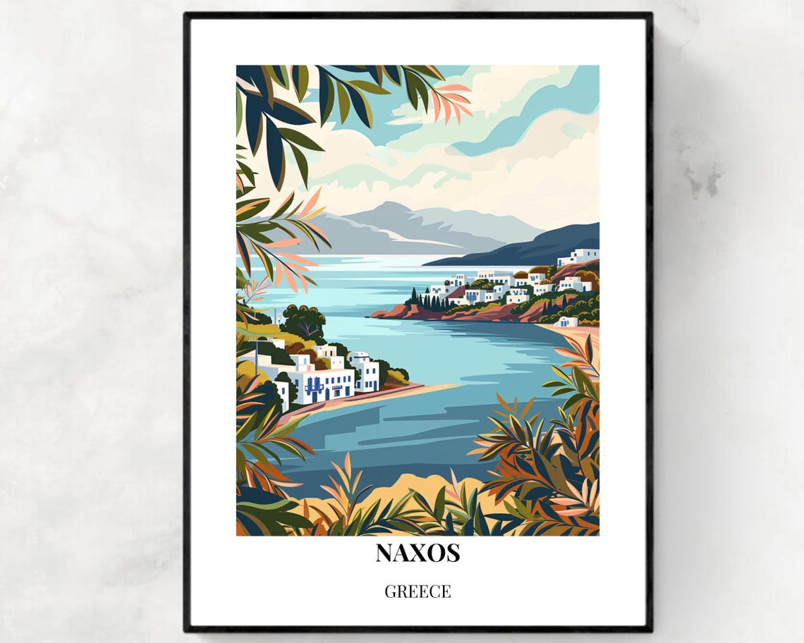 Naxos Greece Island Bay Whitewashed Village Tropical View Poster