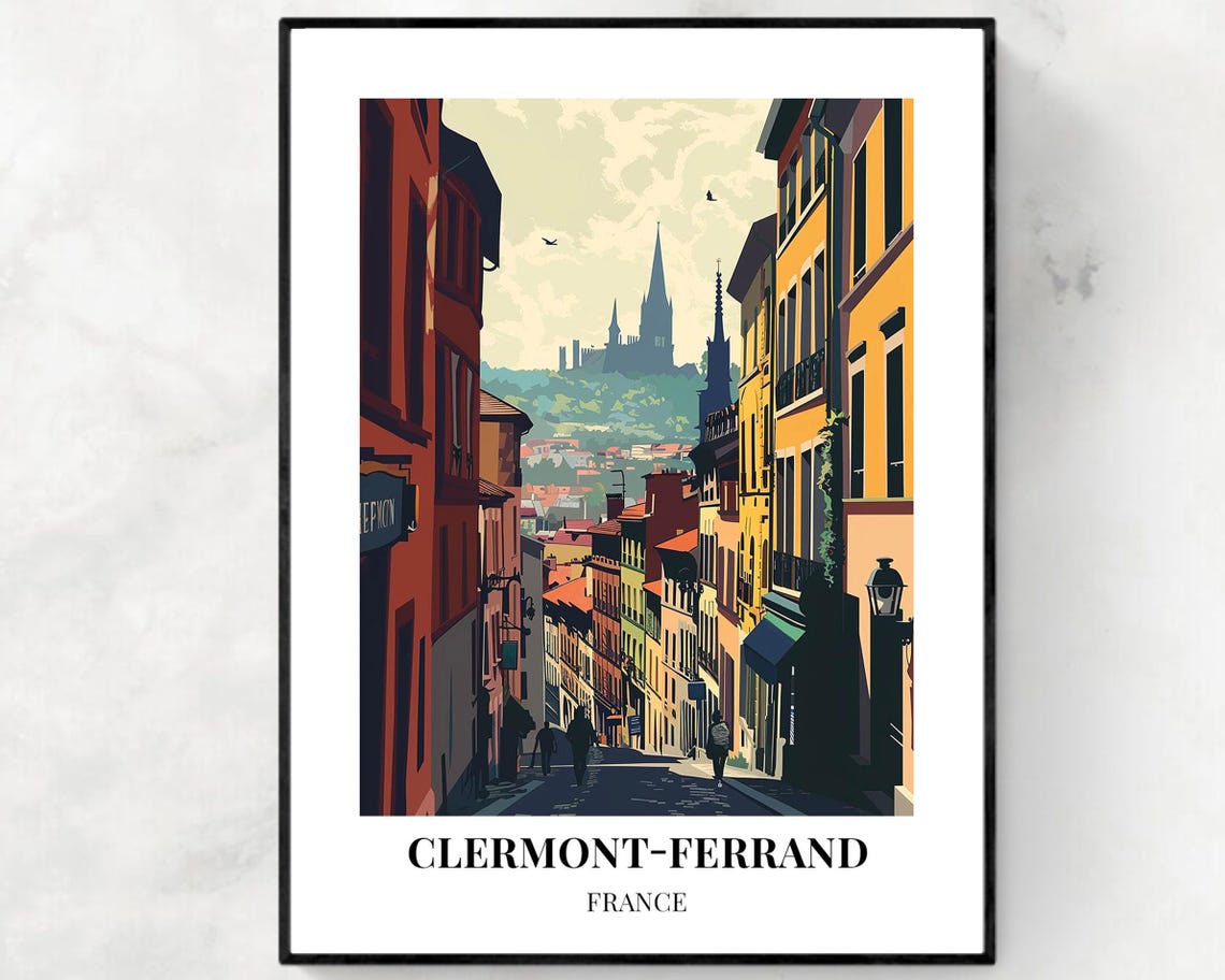 Clermont Ferrand Travel Print Wall Art Clermont Ferrand France City Print Clermont Ferrand Travel Gift Clermont Ferrand City Poster