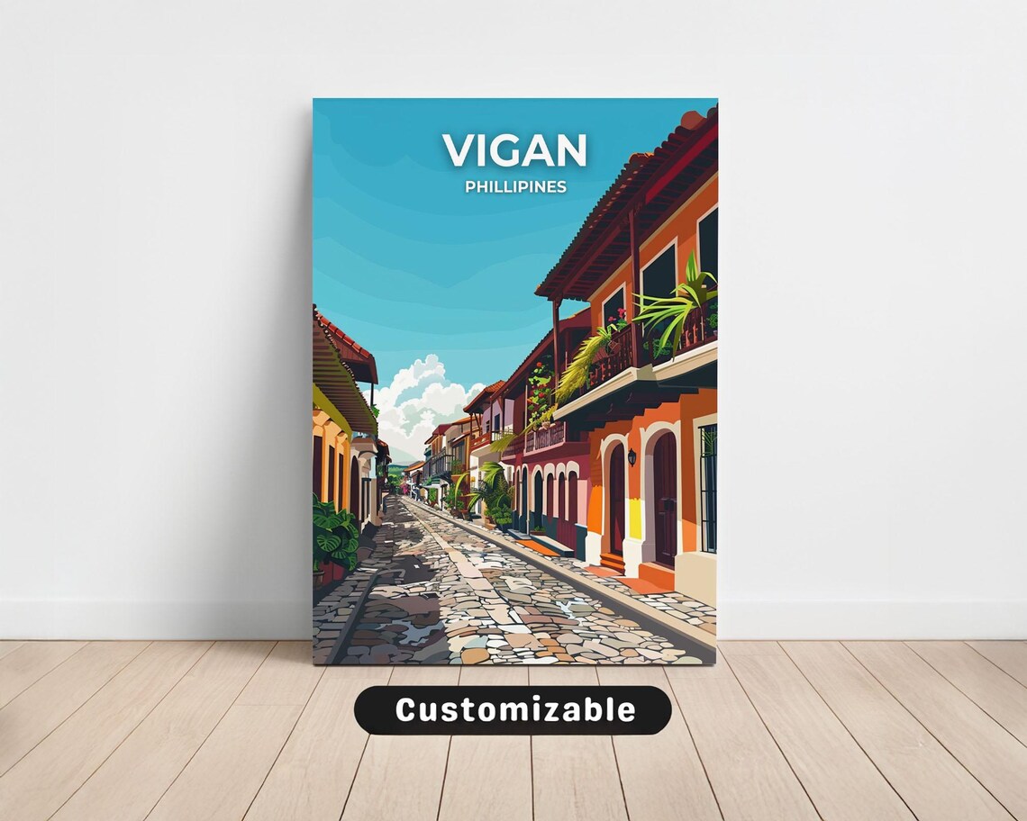 Vigan Philippines Cobblestone Calle Crisologo Street Travel Poster