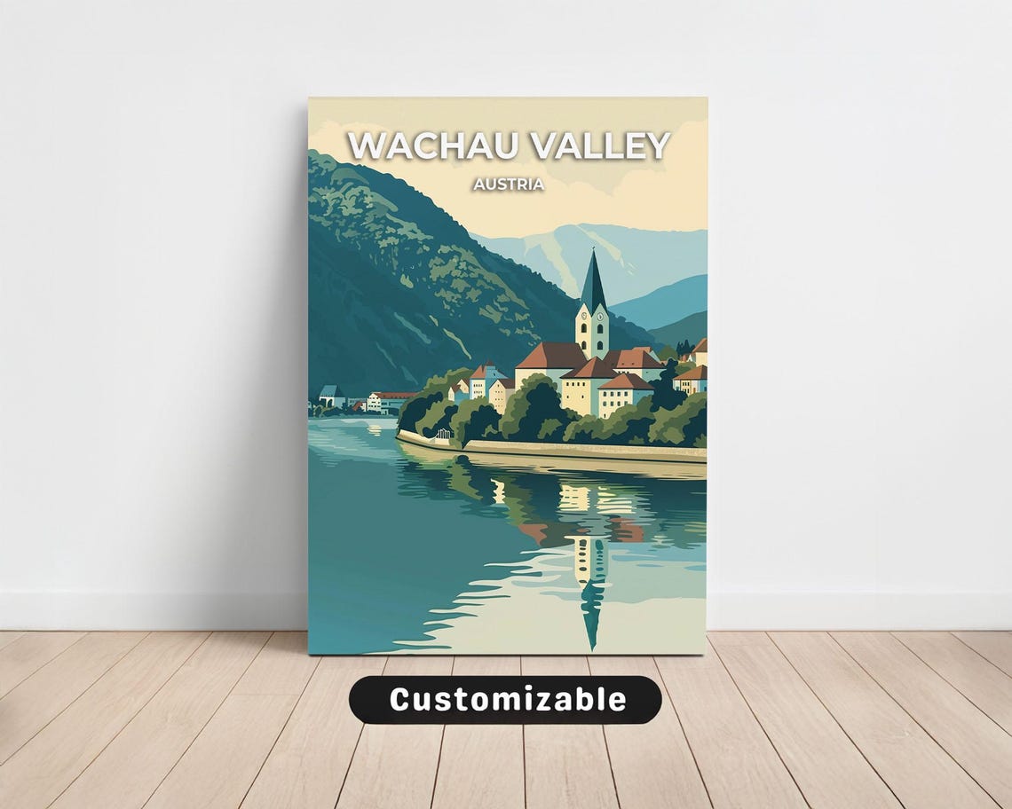 Wachau Valley Austria Riverside Village Reflection Travel Poster