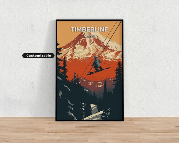 Timberline Oregon Vintage Ski Lift Snowy Mountain Resort Poster