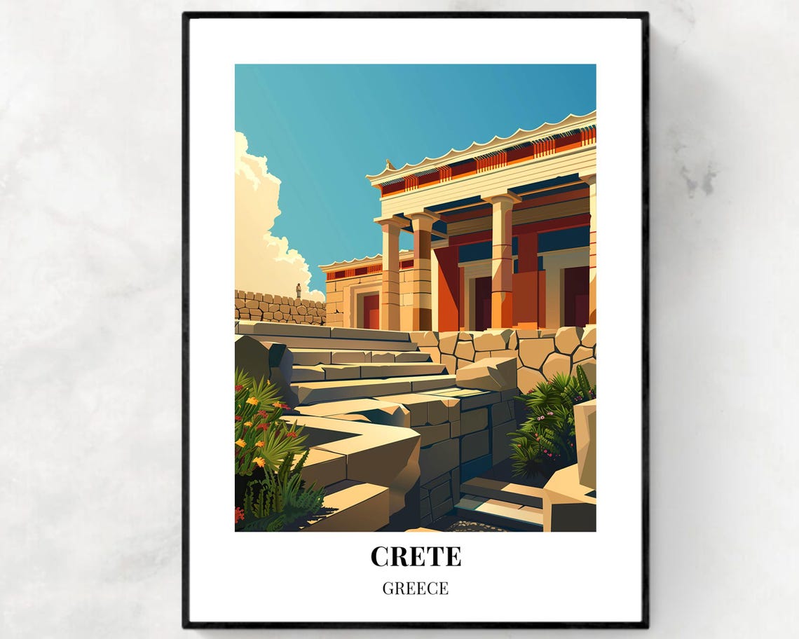 Crete Greece Minoan Palace Colonnade Stone Ruins Garden Poster