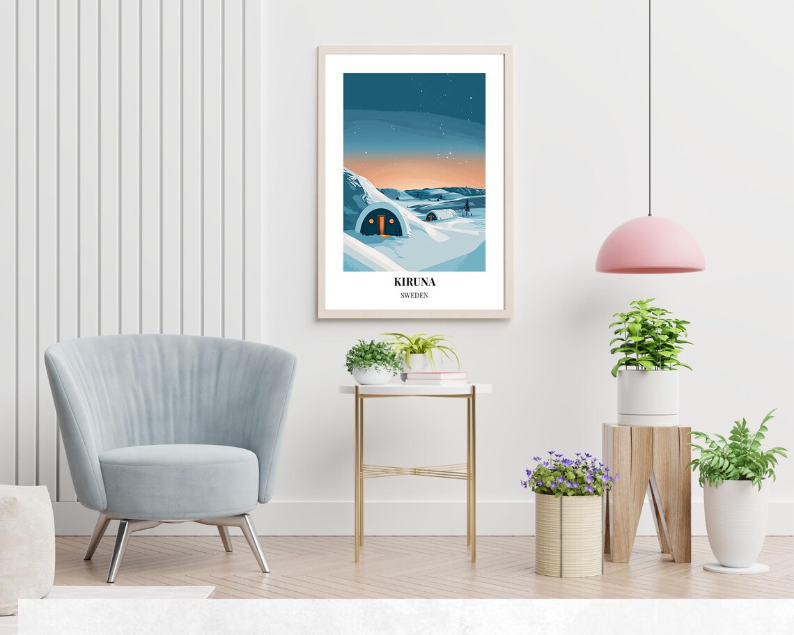 Icehotel Travel Print Wall Art Kiruna Sweden City Print Icehotel Travel Gift Icehotel Poster Travel Gift Wall Art - Image 2