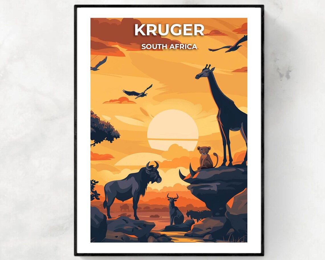 Kruger National Park Sunset Wildlife Safari South Africa Poster