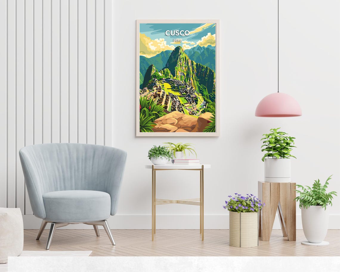 Cusco Peru Machu Picchu Ruins Panorama Illustrated Travel Poster - Image 2