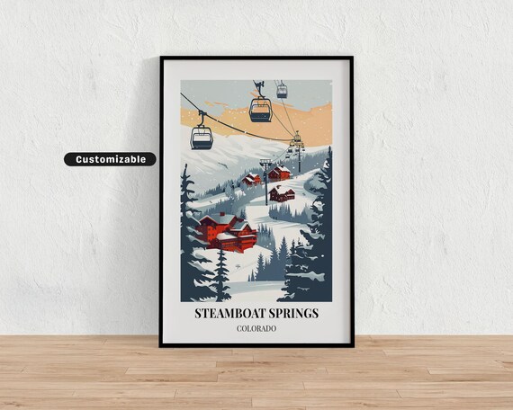 Steamboat Springs Colorado Gondola Ride Over Snowy Village Travel Poster