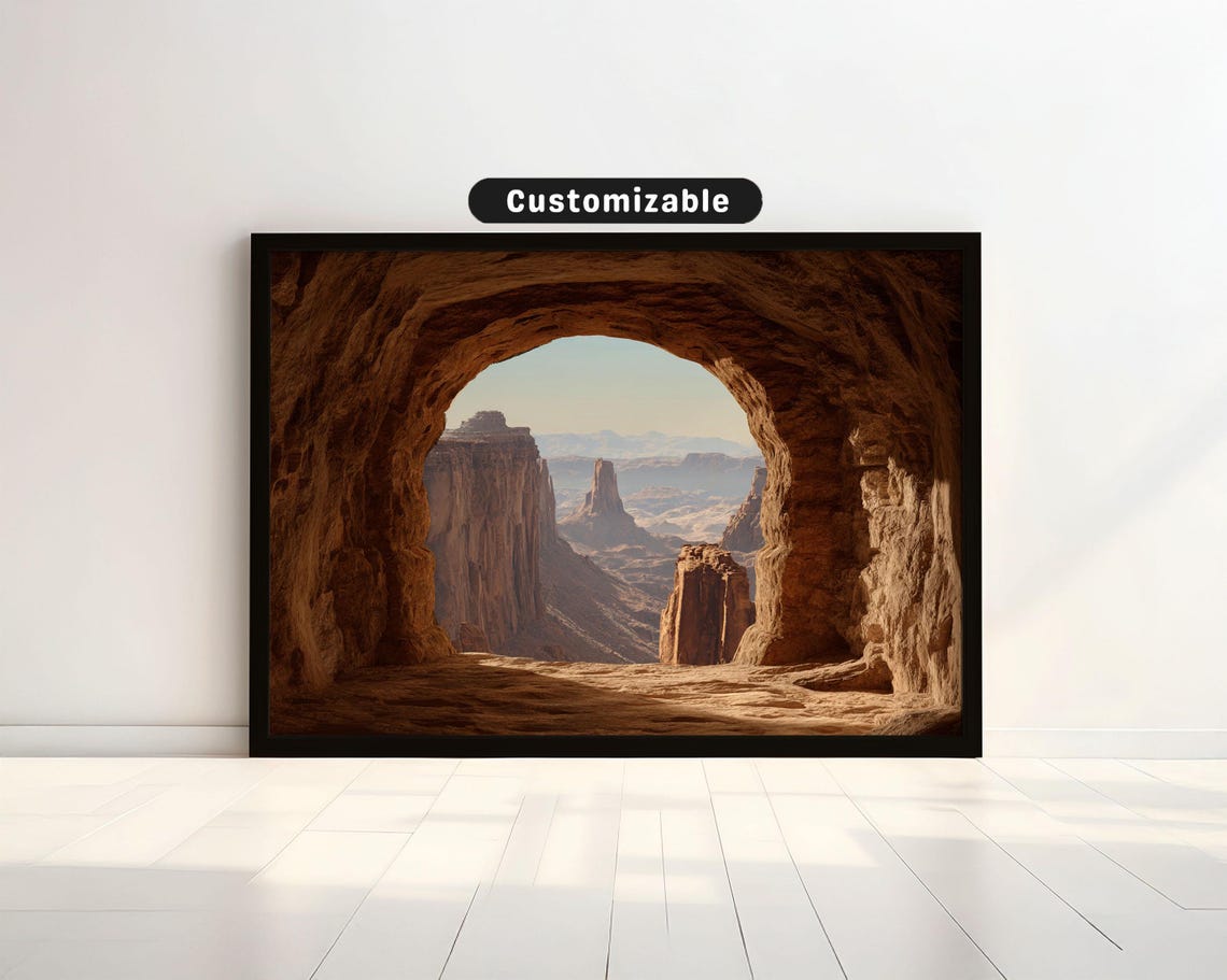 Desert Canyon Stone Arch Layered Cliffs Scenic View Photo Poster