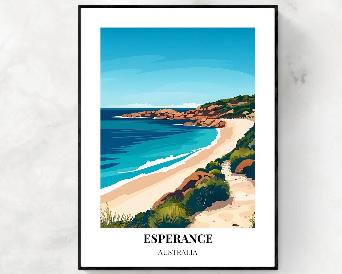 Esperance Australia Granite Rocky Cove Beach Scenic Travel Poster