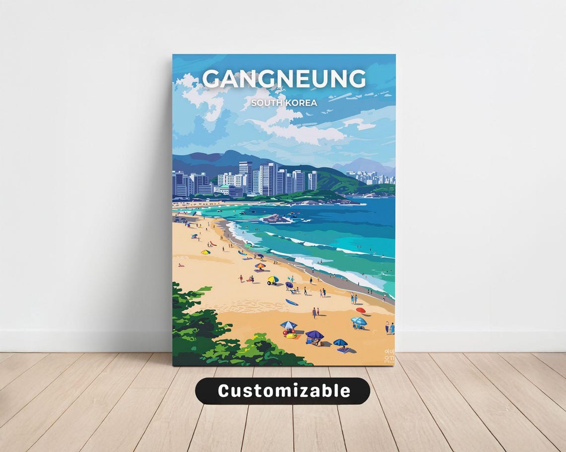 Gangneung South Korea Beach Summer Vacation Seaside Travel Poster